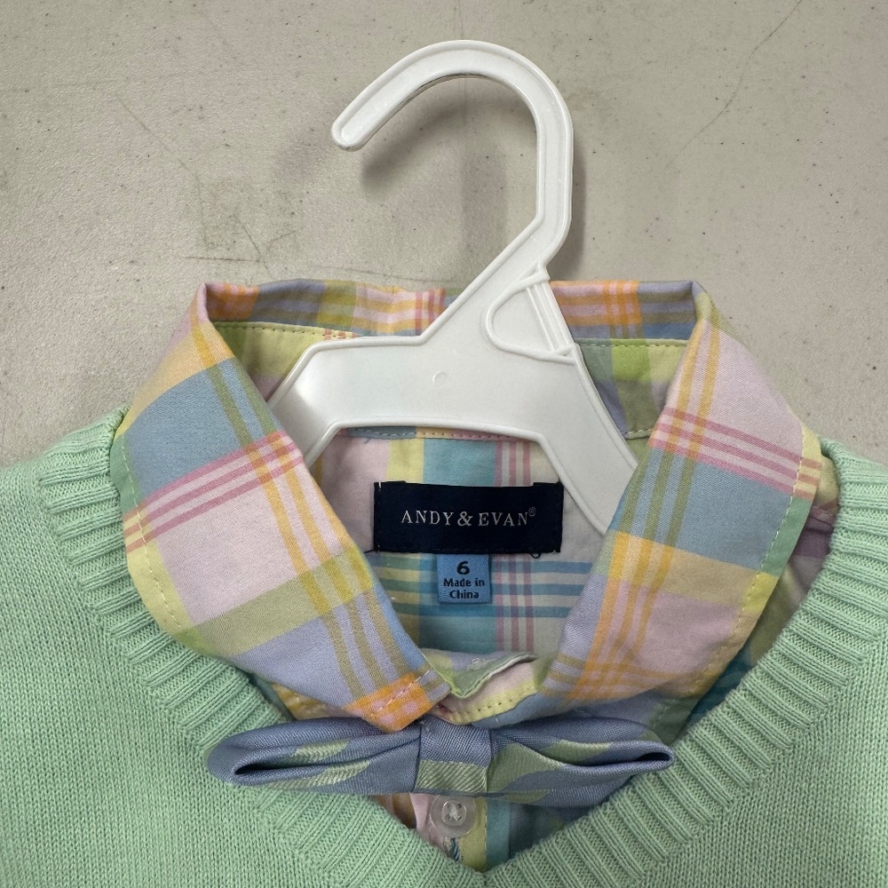 NWT Andy & Evan Plaid Poplin Sweater Vest Set - Picture 3 of 3
